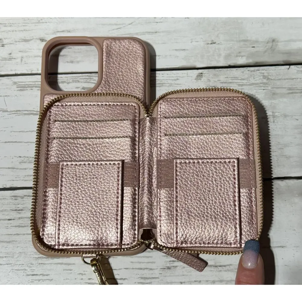 ZVE Rose Gold Wallet Case for iPhone 13 Pro Max